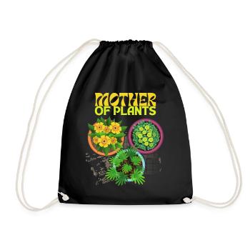 Mother of Plants Funny Saying for Plant Mom - Drawstring Bag - black - Front