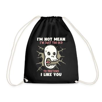 Cartoon skull, saying, I don't like you - Drawstring Bag - black - Front