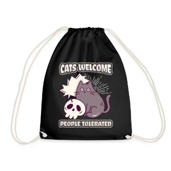 Chat De Dessin Animé Chats Accueillir Les Gens Tolérés Dire - Sac de sport léger - noir - Devant