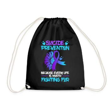 Mental Health Support Week Suicide Prevention - Drawstring Bag - black - Front