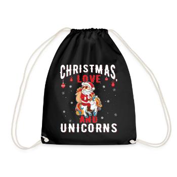 Einhorn Pferde Reitern Weihnachen Liebe Reiten - Turnbeutel - Schwarz - Vorne