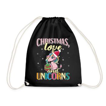 Einhorn Pferde Reitern Weihnachen Liebe Reiten - Turnbeutel - Schwarz - Vorne