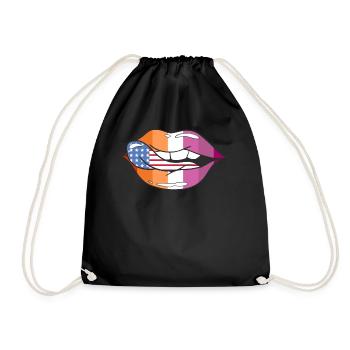 American Flag Tongue Lesbian Flag Lips LGBTQ Pride - Turnbeutel - Schwarz - Vorne