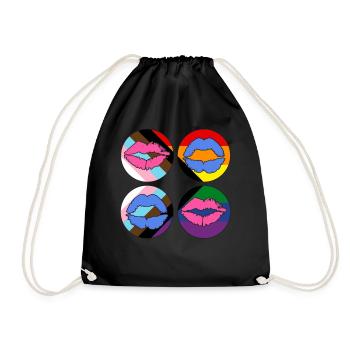 LGBTQ Gay Rainbow Progress Pride Flag Lips - Turnbeutel - Schwarz - Vorne