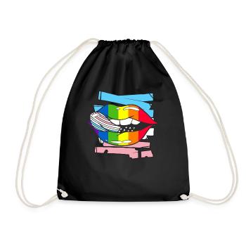 American Transgender Rainbow Flag LGBTQ Pride Lips - Turnbeutel - Schwarz - Vorne