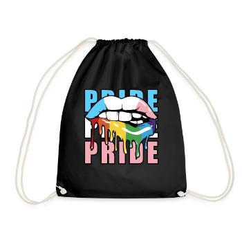 Transgender LGBTQ Flag Dripping Lips Rainbow Pride - Turnbeutel - Schwarz - Vorne