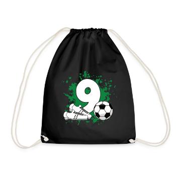 Fußballgeburtstag 9. Geburtstag - Turnbeutel - Schwarz - Vorne