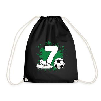 Football Birthday 7th Birthday - Drawstring Bag - black - Front