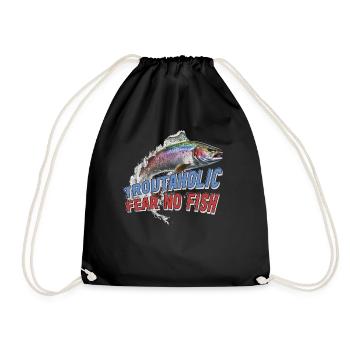 Fishing, Trout, Salmon, Fisherman, Angler, Perch - Drawstring Bag - black - Front
