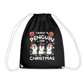 Je veux un pingouin pour Noël pingouins mignons - Sac de sport léger - noir - Devant