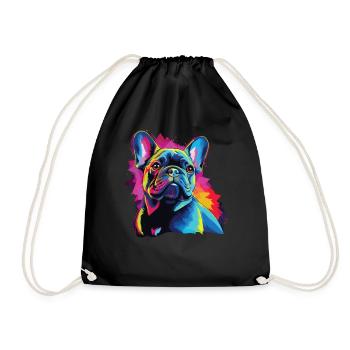 Wasserfarben Farbenfroher French Bulldog - Turnbeutel - Schwarz - Vorne