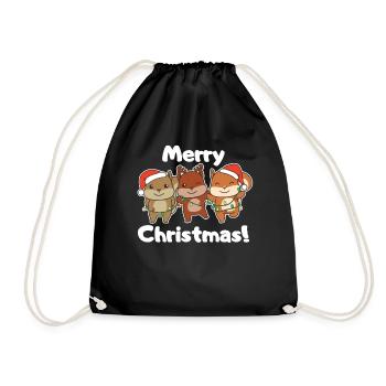 Squirrel, Christmas, Winter, Animals, Squirrel - Drawstring Bag - black - Front
