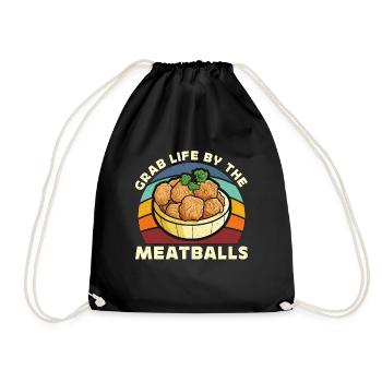 Meatballs Grab Life By The Meatballs Italian Cook - Drawstring Bag - black - Front
