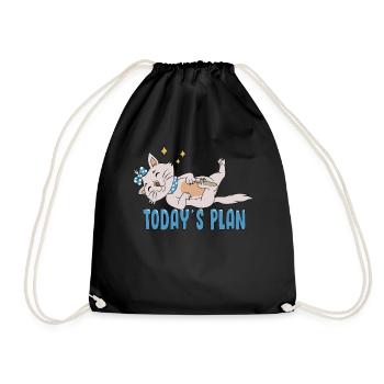 Sleeping Cat Wants To Sleep Today Pajamas - Drawstring Bag - black - Front