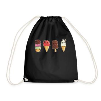 Eissorten Eisliebhaber Kinder lieben Eis Holzstiel - Turnbeutel - Schwarz - Vorne