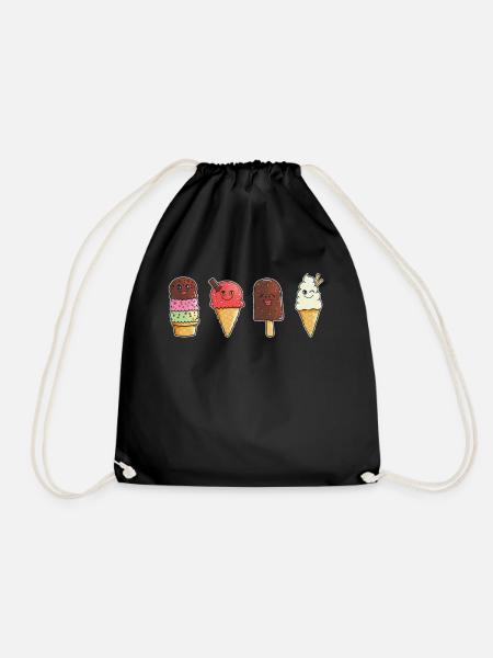 Eissorten Eisliebhaber Kinder lieben Eis Holzstiel - Turnbeutel - Schwarz