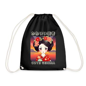 Japanese Geisha, Japan Anime - Drawstring Bag - black - Front