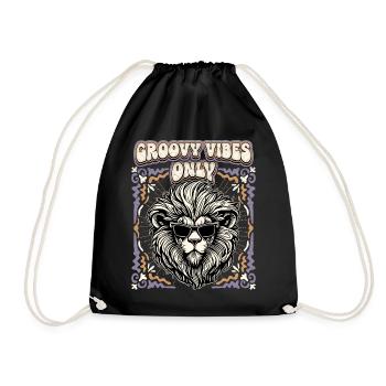 Tête de Lion vintage des années 1970, Groovy Vibes seulement en disant - Sac de sport léger - noir - Devant