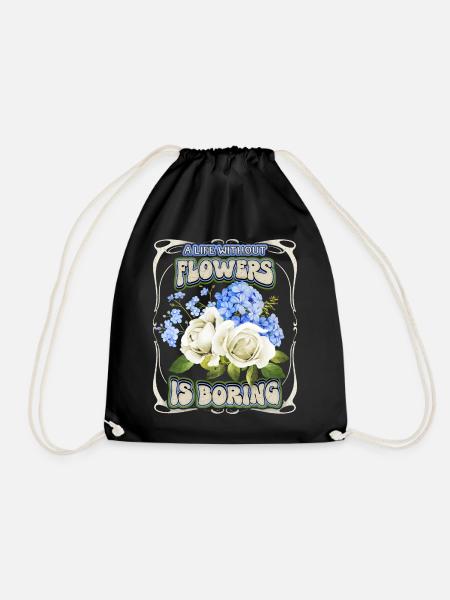 Lustiger Blumen Spruch mit Rosen Aquarell - Turnbeutel - Schwarz