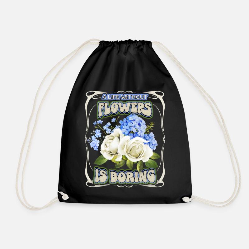 Lustiger Blumen Spruch mit Rosen Aquarell - Turnbeutel - Schwarz