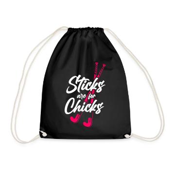 Field Hockey Sticks Are For Chicks - Drawstring Bag - black - Front