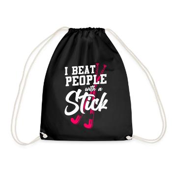 Field Hockey I Beat People With A - Drawstring Bag - black - Front