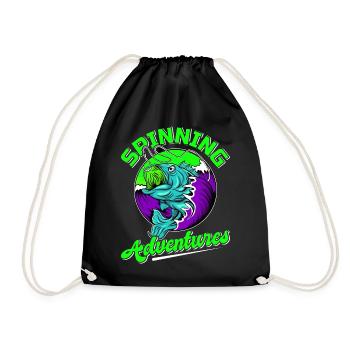 Fishing, Angler, Fisherman Fishing and Pike Fishing - Drawstring Bag - black - Front