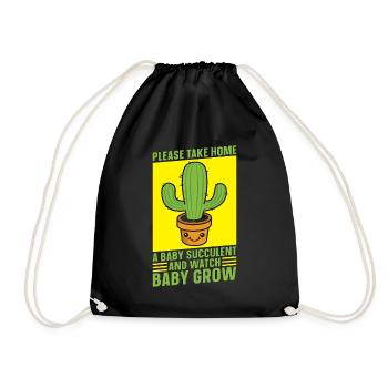 Succulent Please Take Home A Baby Succulent Plant - Drawstring Bag - black - Front