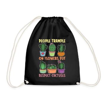 Succulent People Trample On Flowers But Cactuses - Drawstring Bag - black - Front