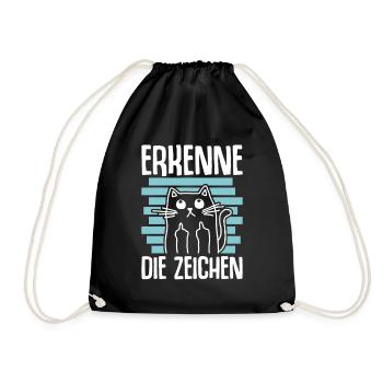 Katze, Katzenfreund, Humor, Motivation, Geschenk - Turnbeutel - Schwarz - Vorne