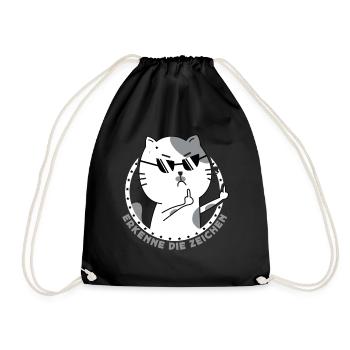 Lustige Katze Mittelfinger Sarkasmus Outfit Fun - Turnbeutel - Schwarz - Vorne