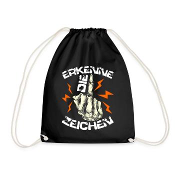 Mittelfinger Rock Feuer Konzert Party Outfit Fun - Turnbeutel - Schwarz - Vorne