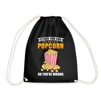 Popcorn Lover Gift Funny Popcorn - Drawstring Bag - black - Front