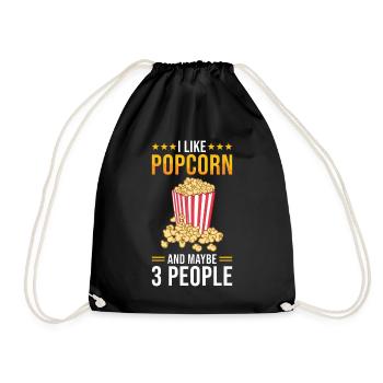 Popcorn Lover Gift Funny Popcorn - Drawstring Bag - black - Front