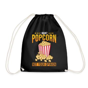 Popcorn Lover Gift Funny Popcorn - Drawstring Bag - black - Front