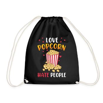 Popcorn Lover Gift Funny Popcorn - Drawstring Bag - black - Front