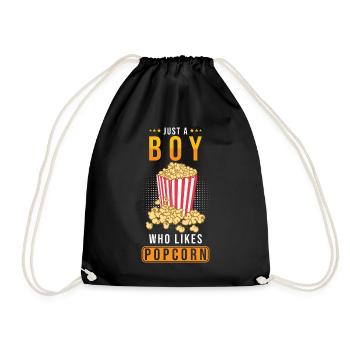 Popcorn Lover Gift Funny Popcorn - Drawstring Bag - black - Front