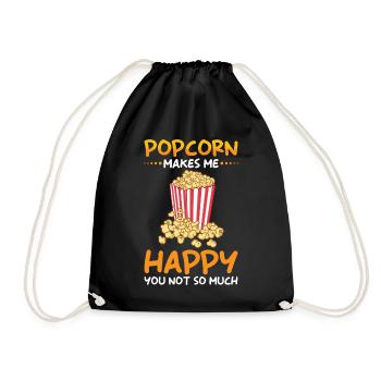 Popcorn Lover Gift Funny Popcorn - Drawstring Bag - black - Front