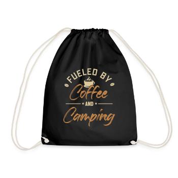 Fueled by Coffee and Camping Tents Glamping - Drawstring Bag - black - Front