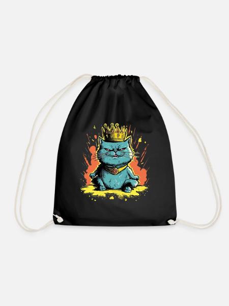 King Cat Royal Majestic Kawaii Anime Cat - Turnbeutel - Schwarz