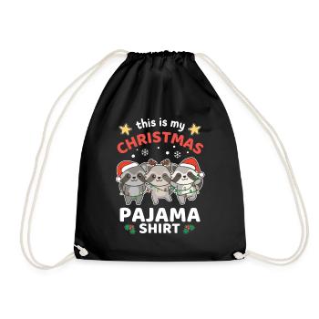 Raccoon Christmas Pajamas - Drawstring Bag - black - Front