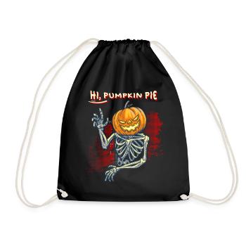 Funny pumpkin, skeleton and skull, saying - Drawstring Bag - black - Front