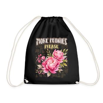 Pfingstrosen Illustration, Pink-Peony, Spruch - Turnbeutel - Schwarz - Vorne