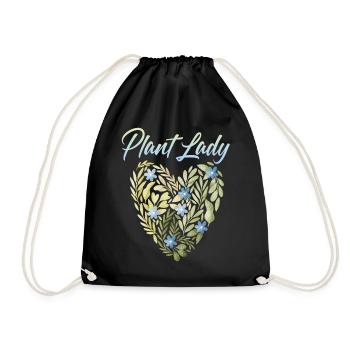 Floral Heart for Plants Fans, Plant Lady - Drawstring Bag - black - Front