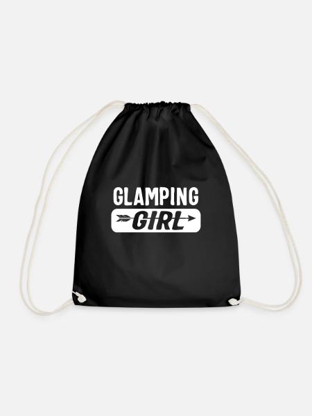 Camping-Shirt, Glamping-Mädchen-T-Shirt, Lagerfeuer, - Turnbeutel - Schwarz