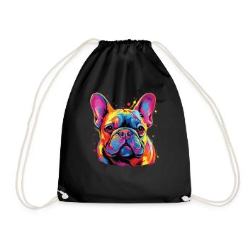 Wasserfarben Farbenfroher French Bulldog - Turnbeutel - Schwarz - Vorne