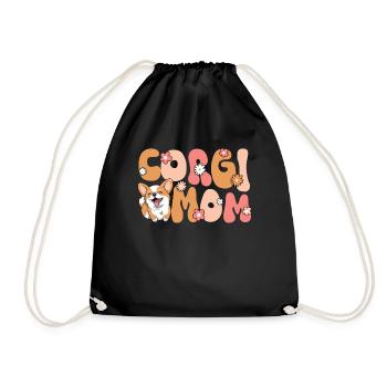 Welsh Corgi Pembroke Groovy Corgi mom - Drawstring Bag - black - Front