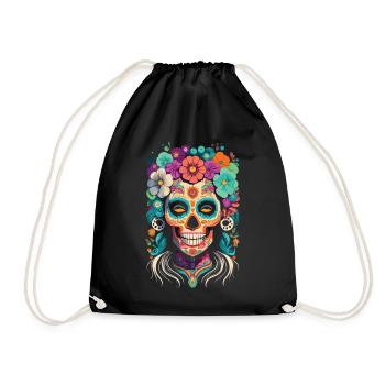 La Catrina design for Día de los Muertos - Drawstring Bag - black - Front