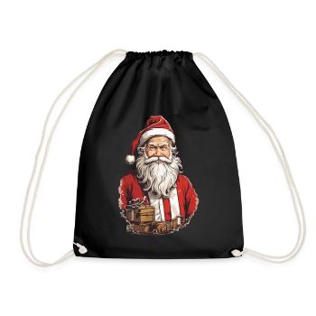 Père Noël rétro Illustration Noël - Sac de sport léger - noir - Devant