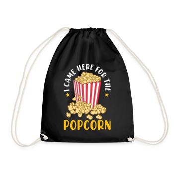 Popcorn Lover Gift Funny Popcorn - Drawstring Bag - black - Front